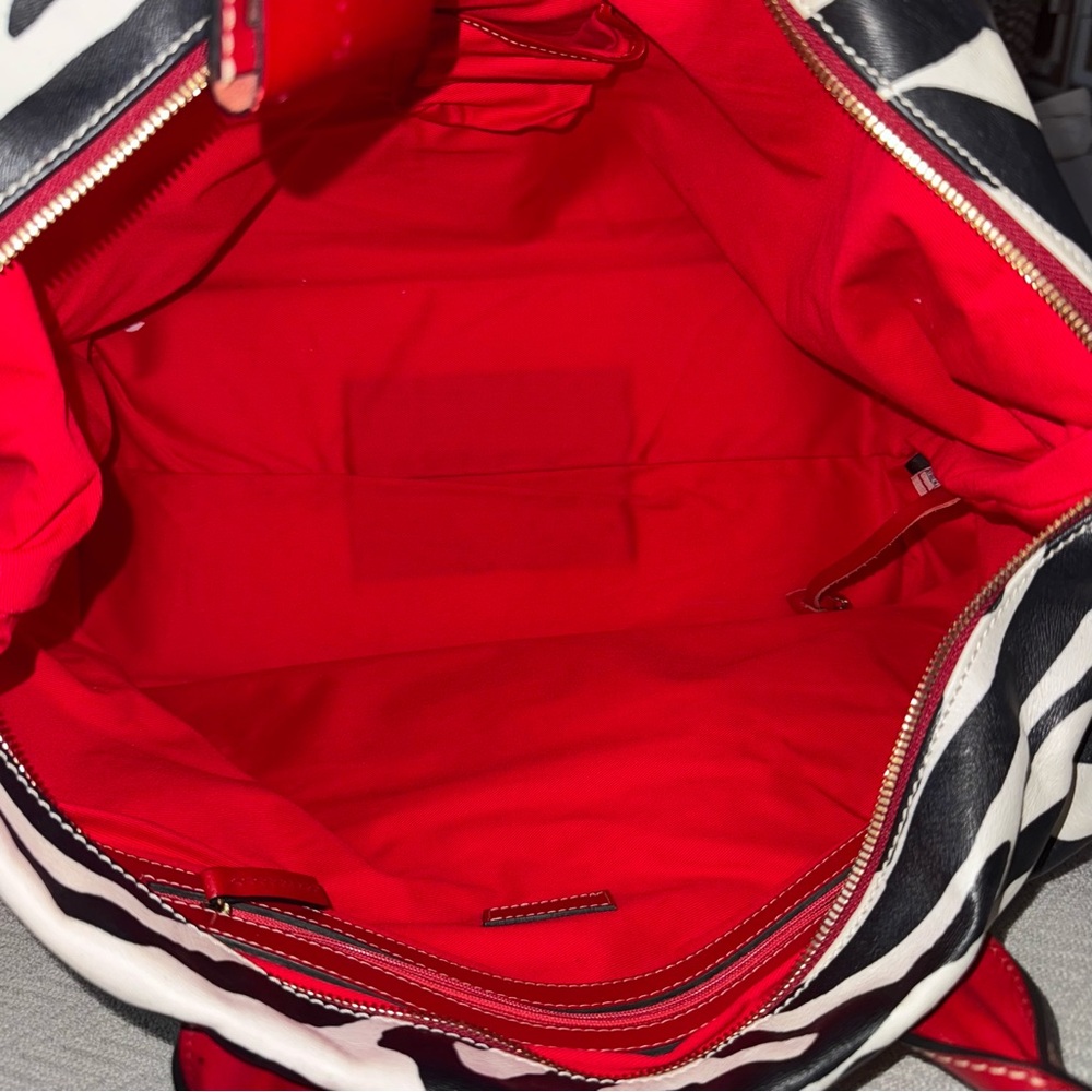 Zebra Print Statement Lockable Red Leather Trim S… - image 10